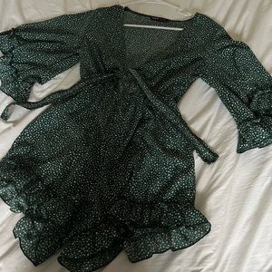 Shein green polka dot romper